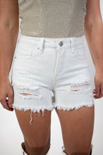 White High Rise Distressed Shorts