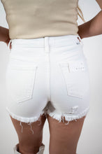 White High Rise Distressed Shorts