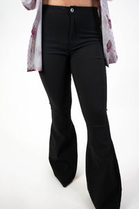 Black High Rise Flare Pants