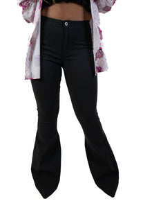 Black High Rise Flare Pants