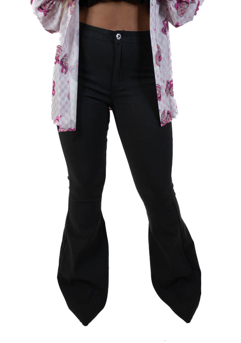 Black High Rise Flare Pants