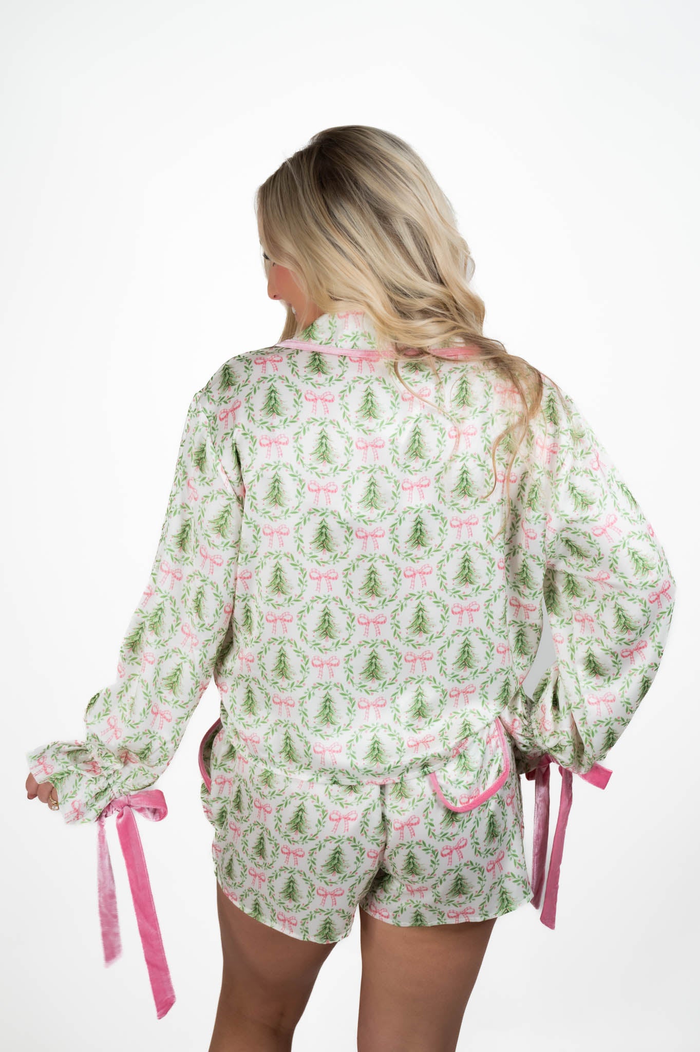 Satin Christmas Tree & Bow PJ Set
