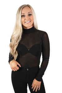 Black Rhinestone Bodysuit