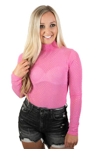 Pink Rhinestone Bodysuit
