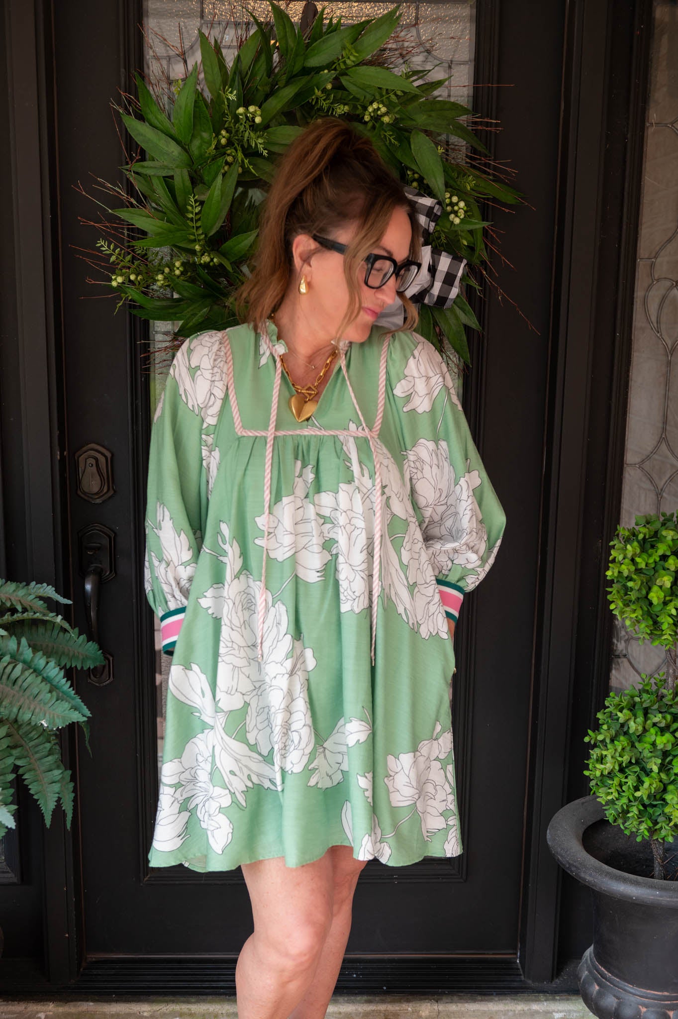 Green Floral Mini Dress