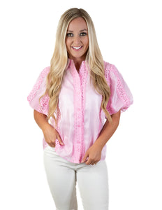 Romantic Lace Trim Blush Top