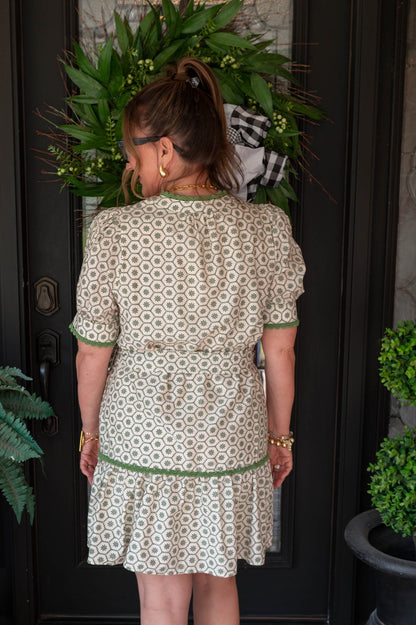Olive Floral Printed Dress