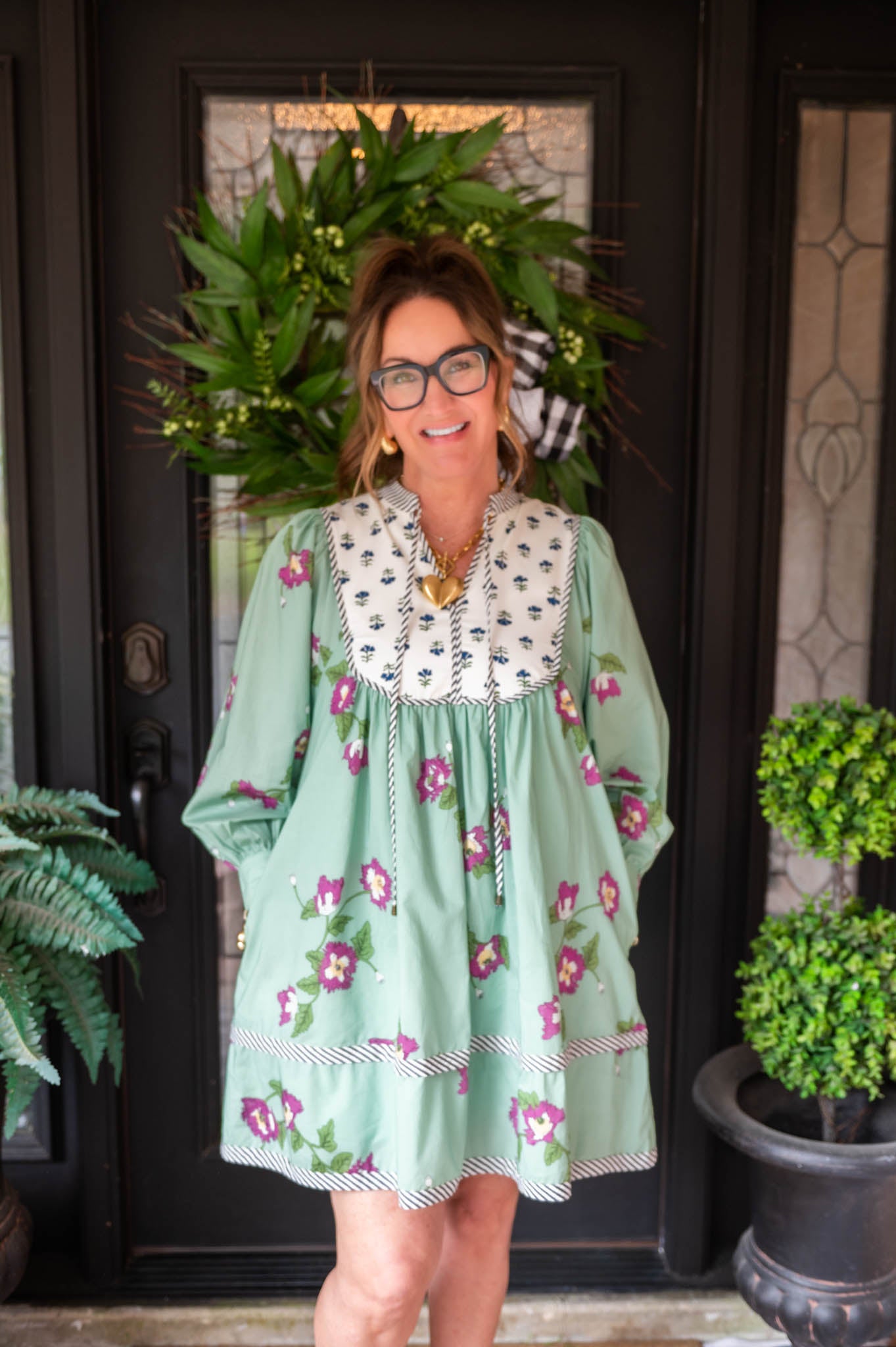 Green Floral Print Dress
