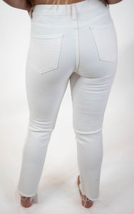 Pure Pearl Mid Rise Straight Jeans