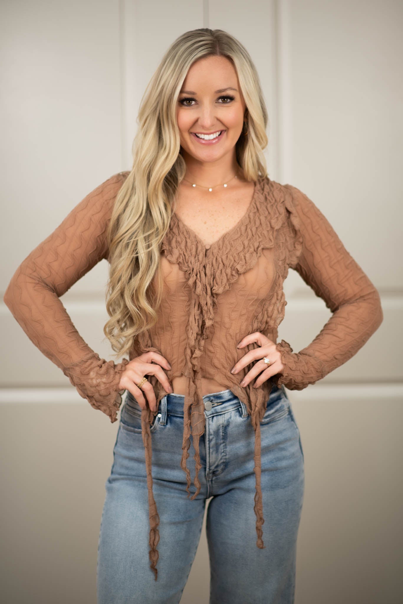 Taupe Luxe Textured Top