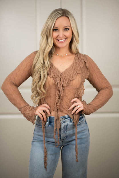 Taupe Luxe Textured Top