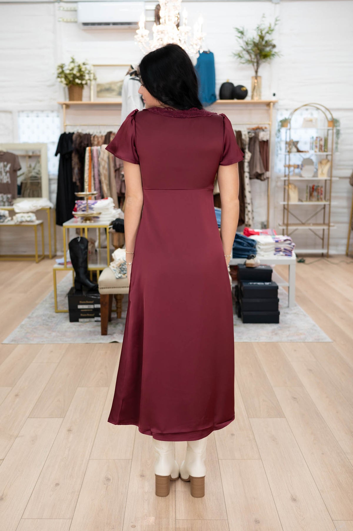 Wine & Dine Satin Midi Dress
