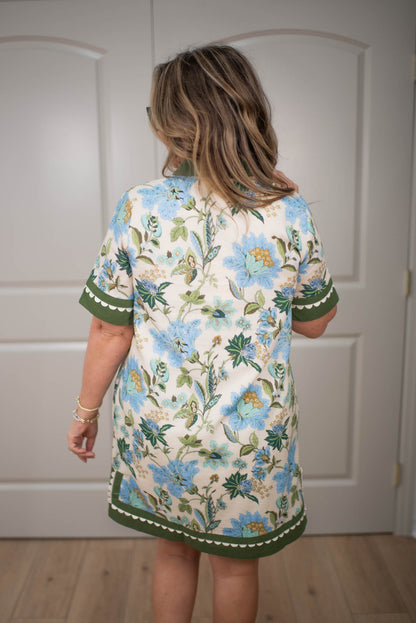 Floral Charm Blue/Green Dress