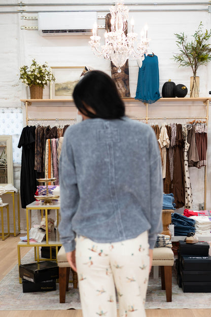 Cool & Cozy Denim Ribbed Top