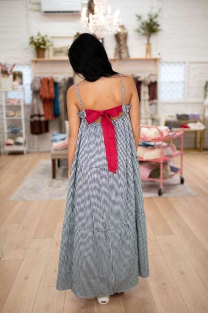 Stadium Stroll Black/Red Maxi Dress