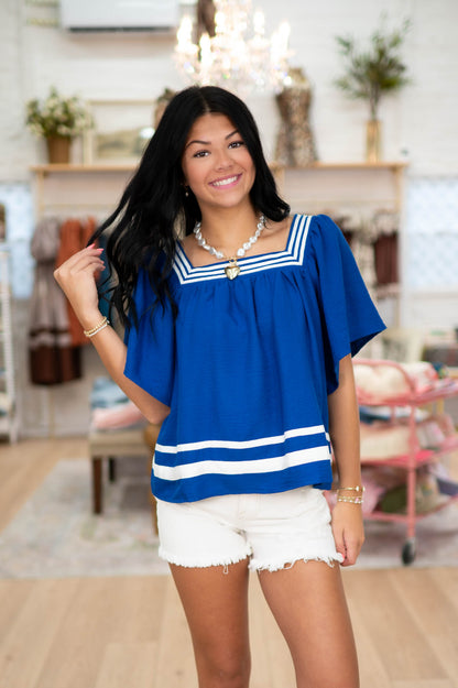 Sideline Sweetheart Royal Top