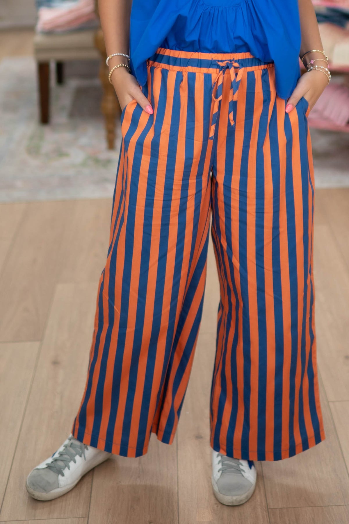 Orange & Blue Saturday Striped Pants