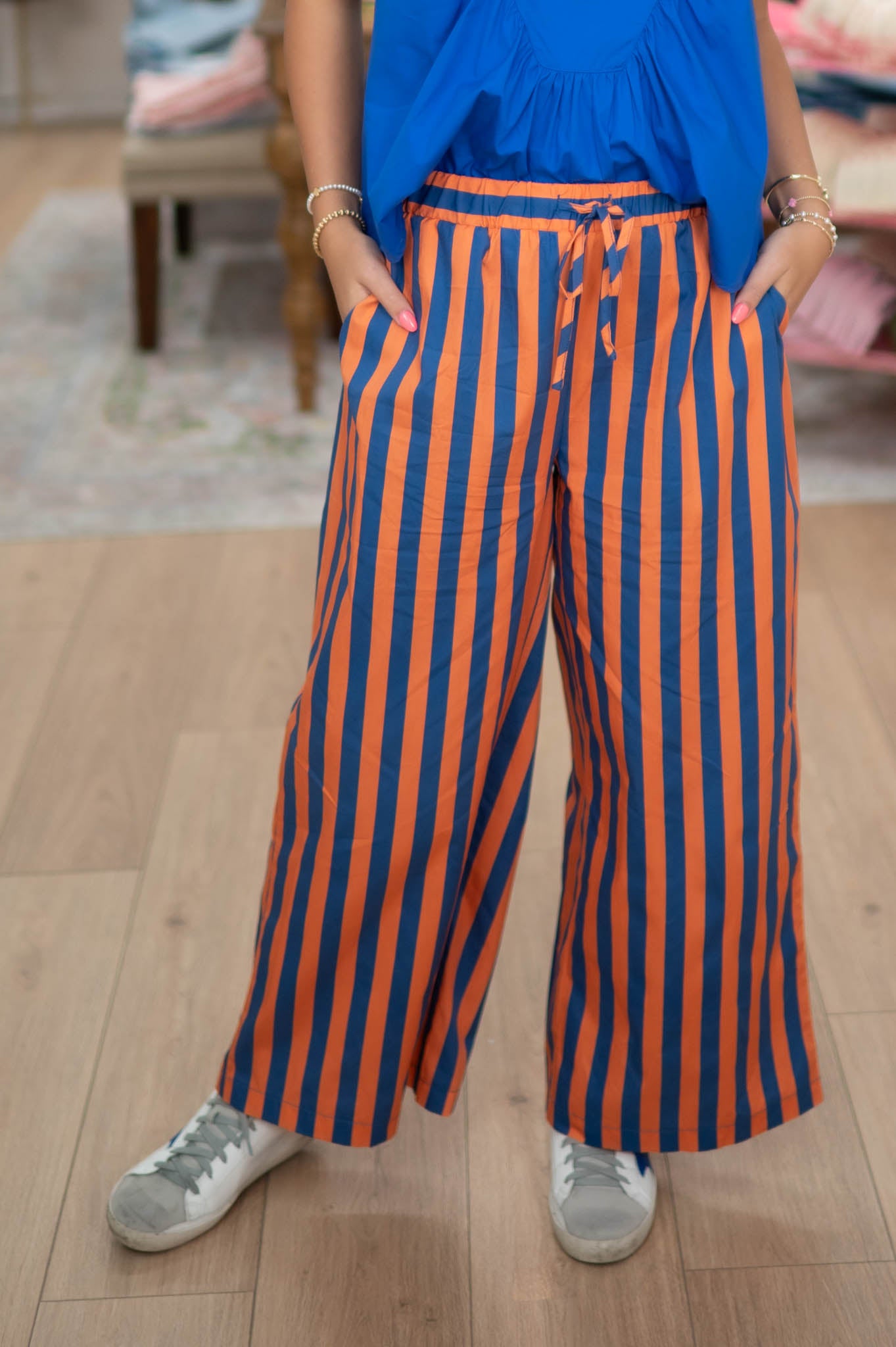 Orange & Blue Saturday Striped Pants