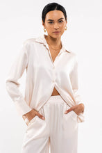 Champagne Satin Button Up Top