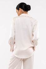 Champagne Satin Button Up Top