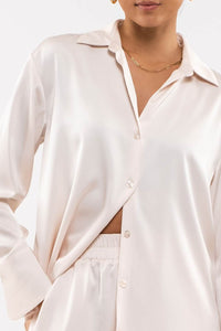 Champagne Satin Button Up Top