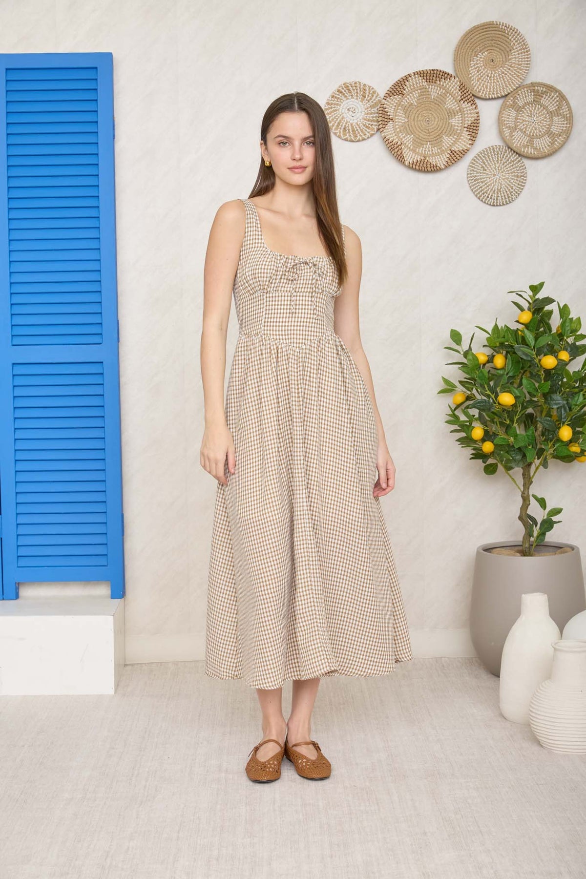 Golden Hour Gingham Maxi Dress