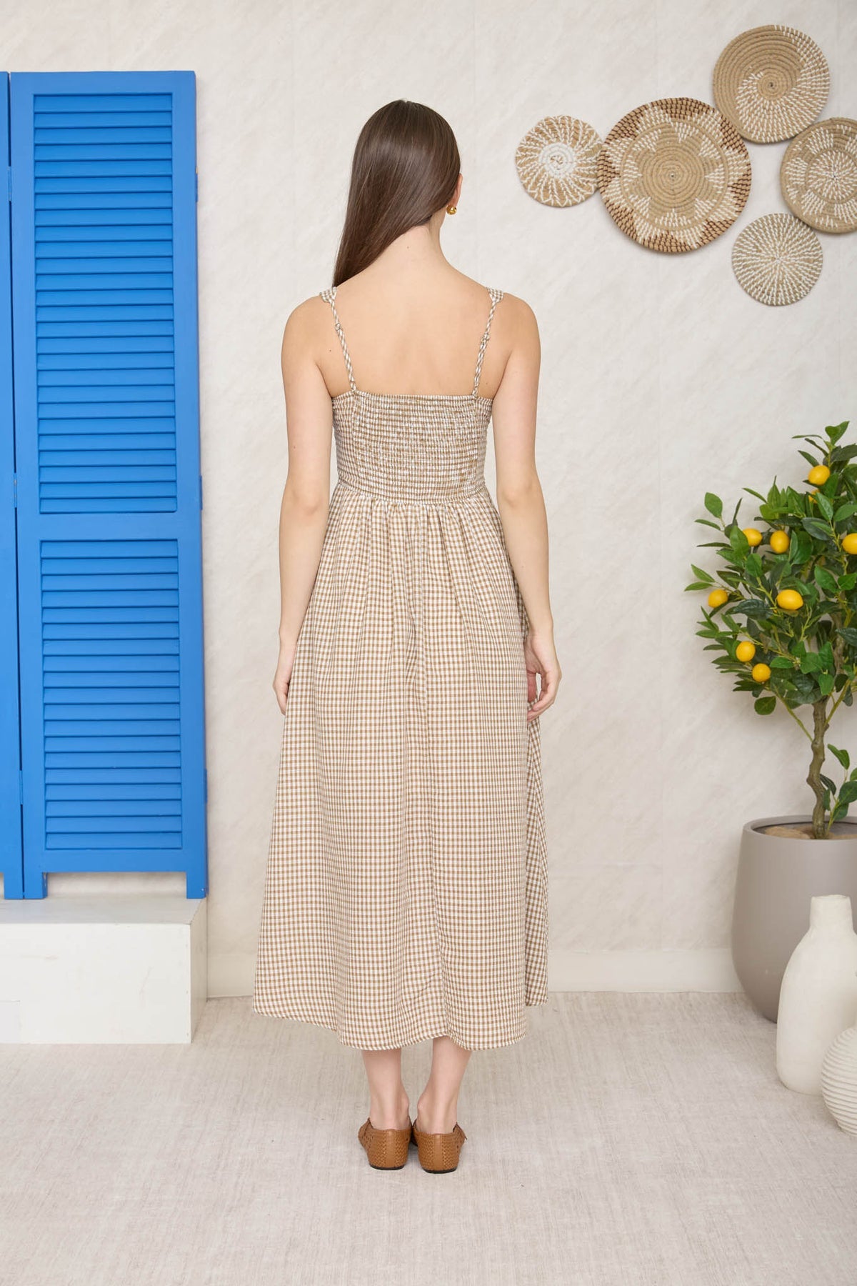 Golden Hour Gingham Maxi Dress