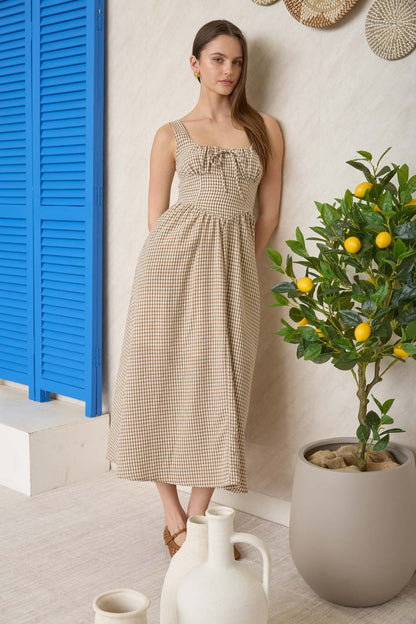Golden Hour Gingham Maxi Dress