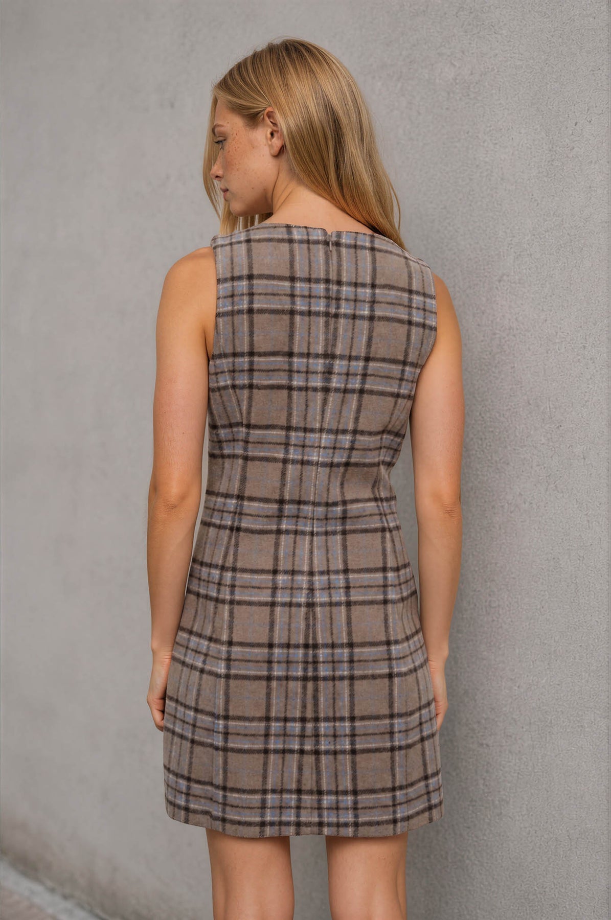 Mocha Plaid Mini Dress