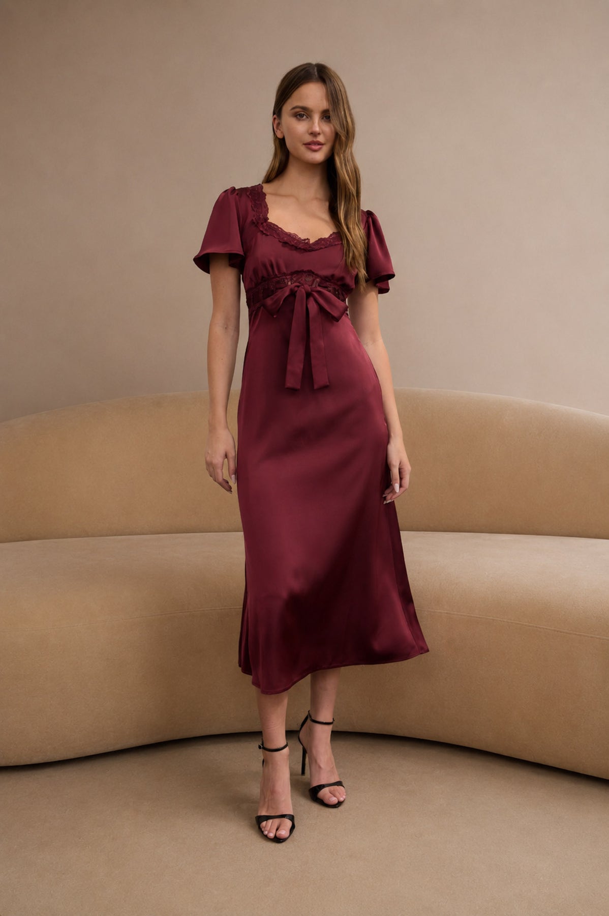 Wine & Dine Satin Midi Dress