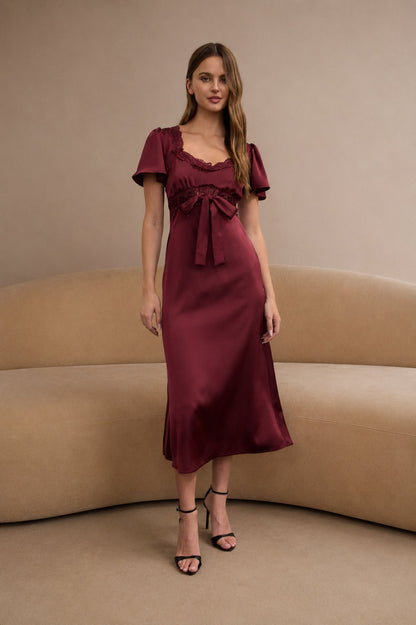 Wine & Dine Satin Midi Dress