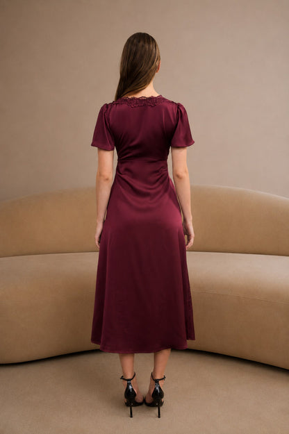 Wine & Dine Satin Midi Dress