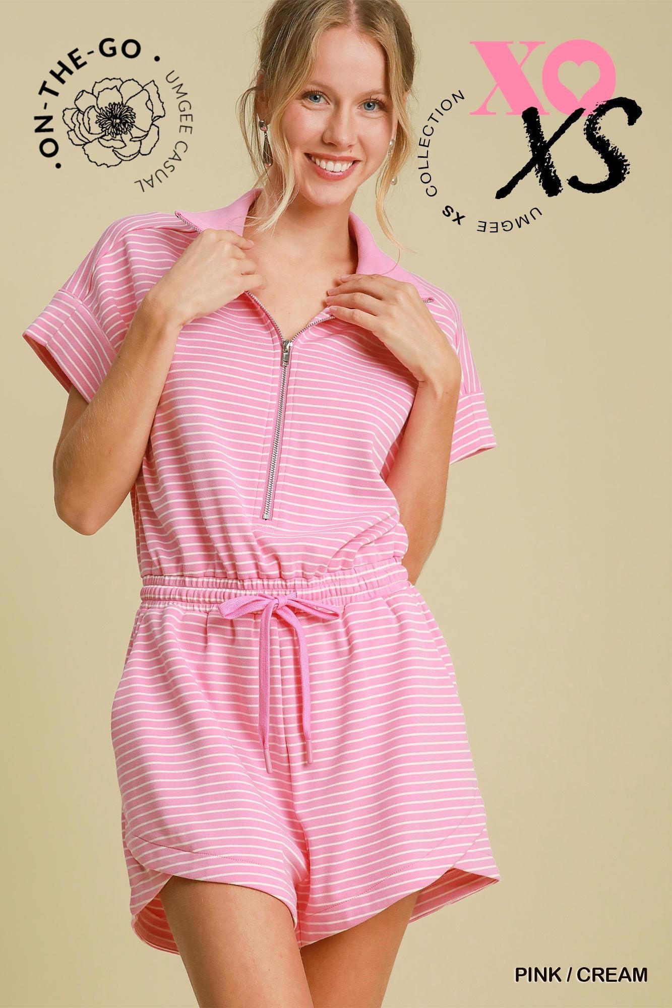 Pink Striped Romper