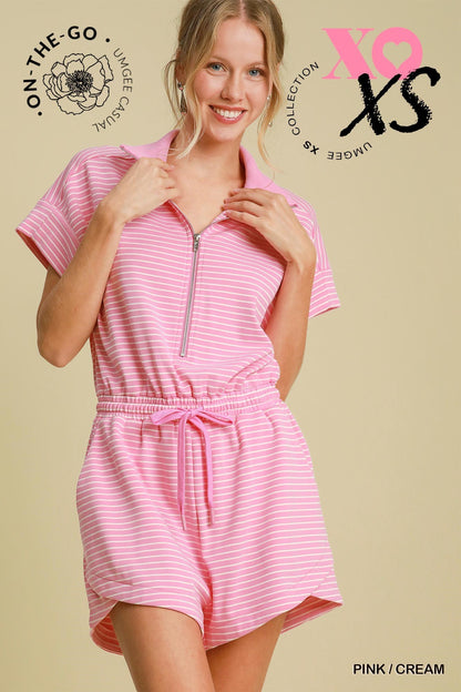 Pink Striped Romper