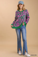 Green Mix Cheetah Sweater