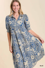 Blue Abstract Printed Midi Dress