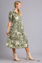 Olive Abstract Printed Midi Dress