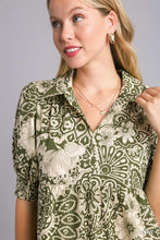 Olive Abstract Printed Midi Dress