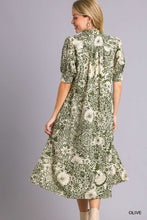 Olive Abstract Printed Midi Dress