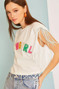 Cowgirl Patch Fringe Top