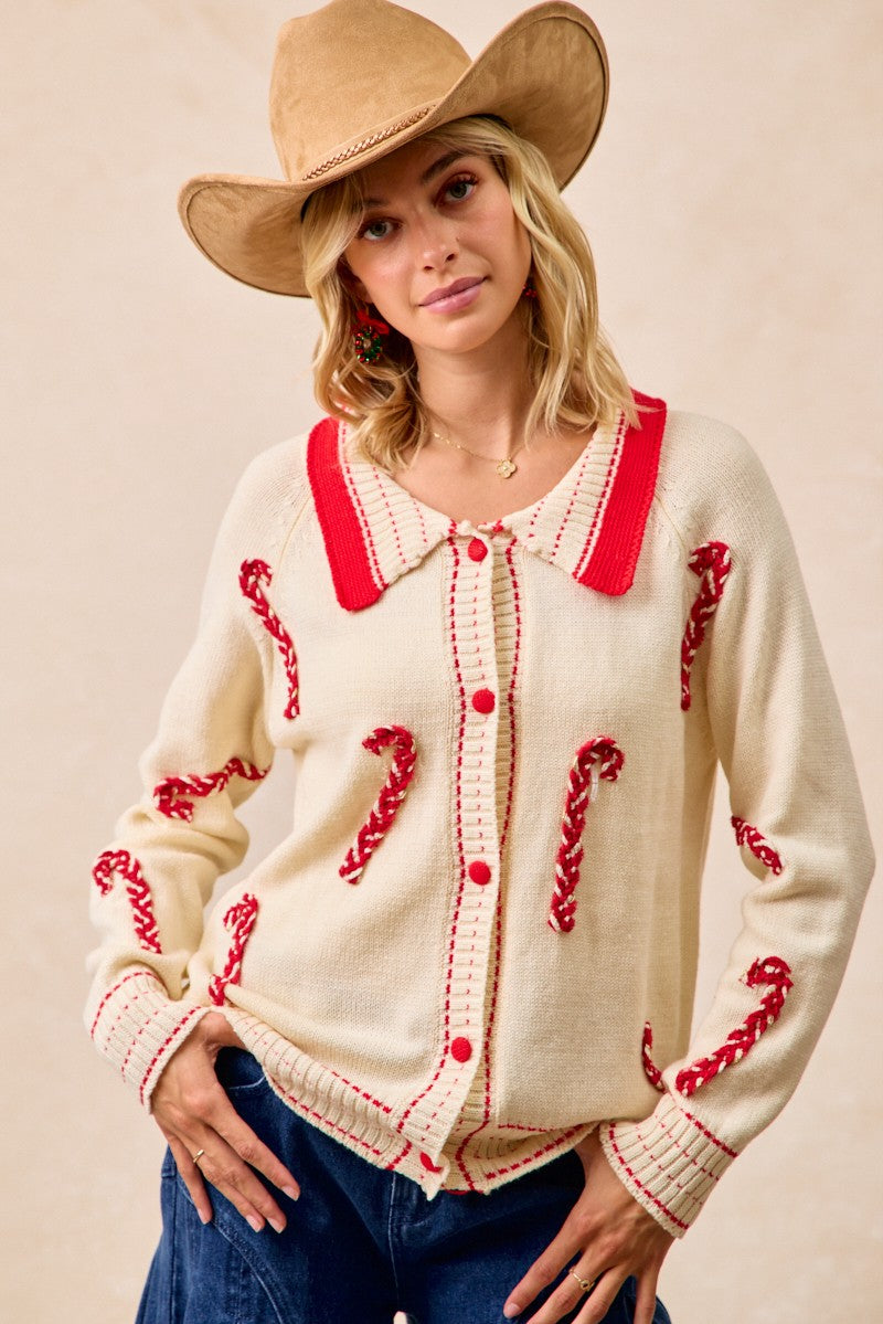 Christmas Candy Cane Sweater Top