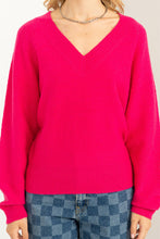 Fuchsia V Neck Sweater