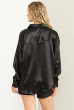 Black Satin Oversized Top