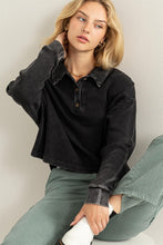 Black Elegant Love Button Front Top