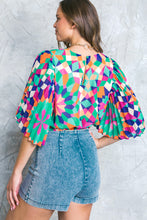 Mix Print Pleated Top