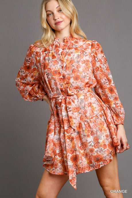 Orange Floral Dress