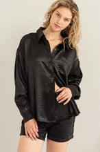 Black Satin Oversized Top
