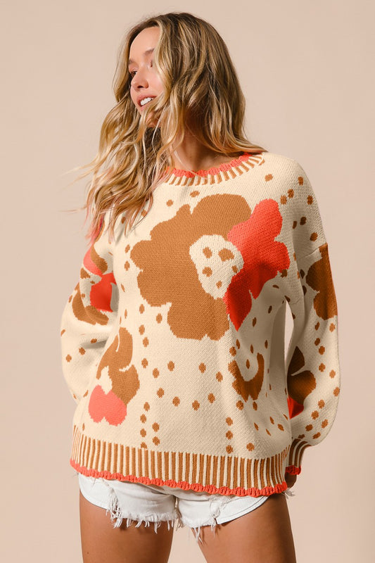 Rust/Brown Flower Sweater