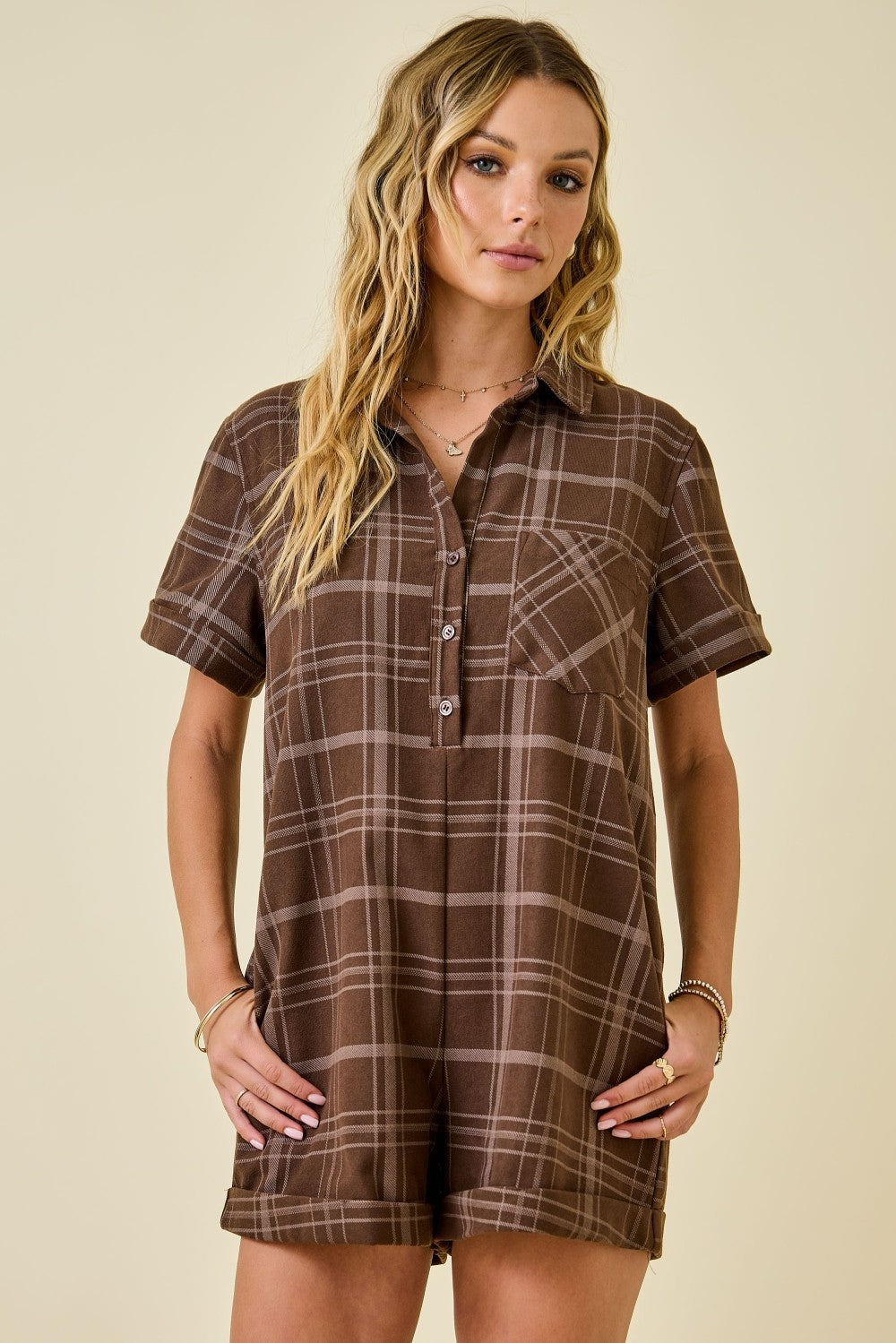 The Cozy Gathering Plaid Romper