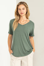 Gray Green Comfy V Neck Top